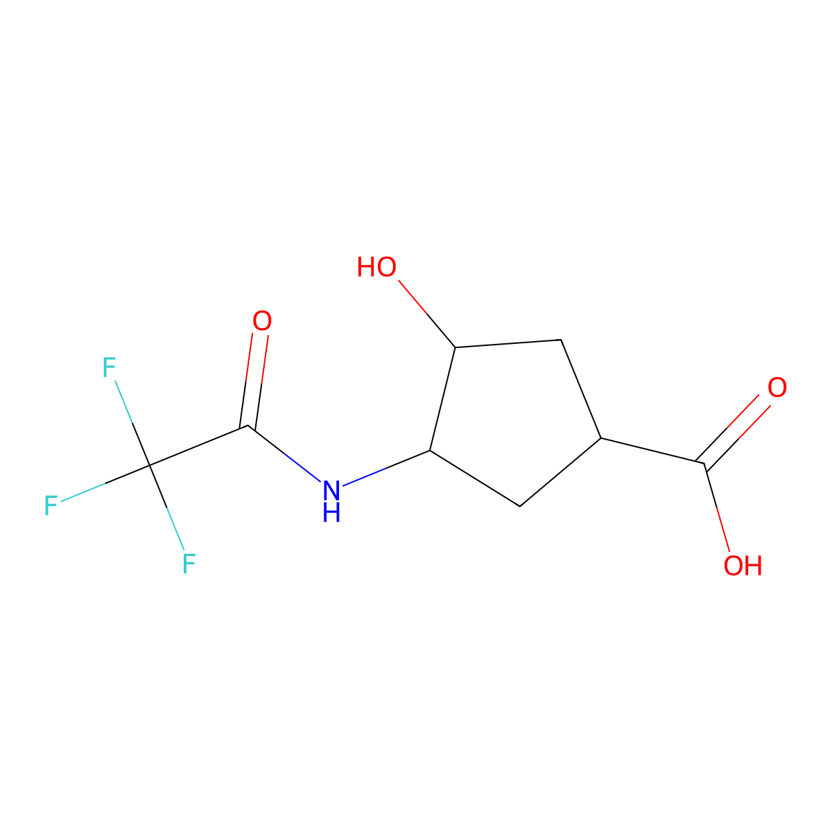 (1R,3R,4S)-3-hydroxy-4-(2,2,2-trifluoroacetamido)cyclopentane-1-carboxylic acid molecular structure, CAS 2757836-10-3
