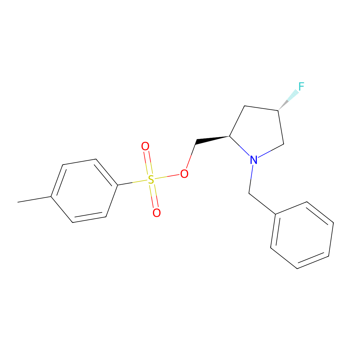 [(2R,4S)-1-benzyl-4-fluoropyrrolidin-2-yl]methyl 4-methylbenzene-1-sulfonate molecular structure, CAS 2757836-23-8