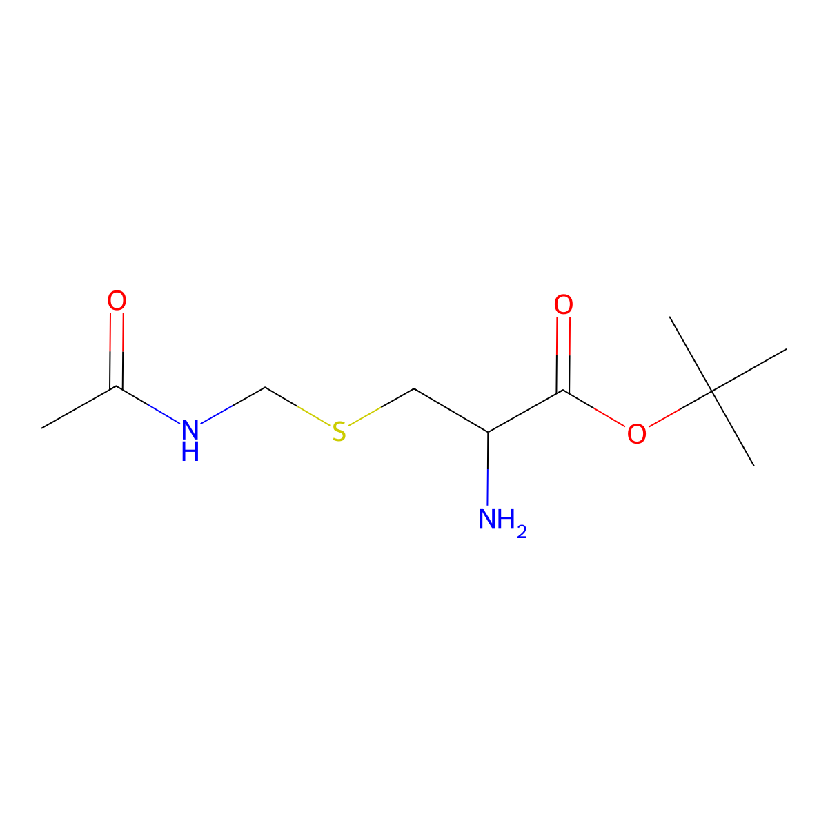 tert-butyl (2R)-2-amino-3-[(acetamidomethyl)sulfanyl]propanoate molecular structure, CAS 2757836-25-0