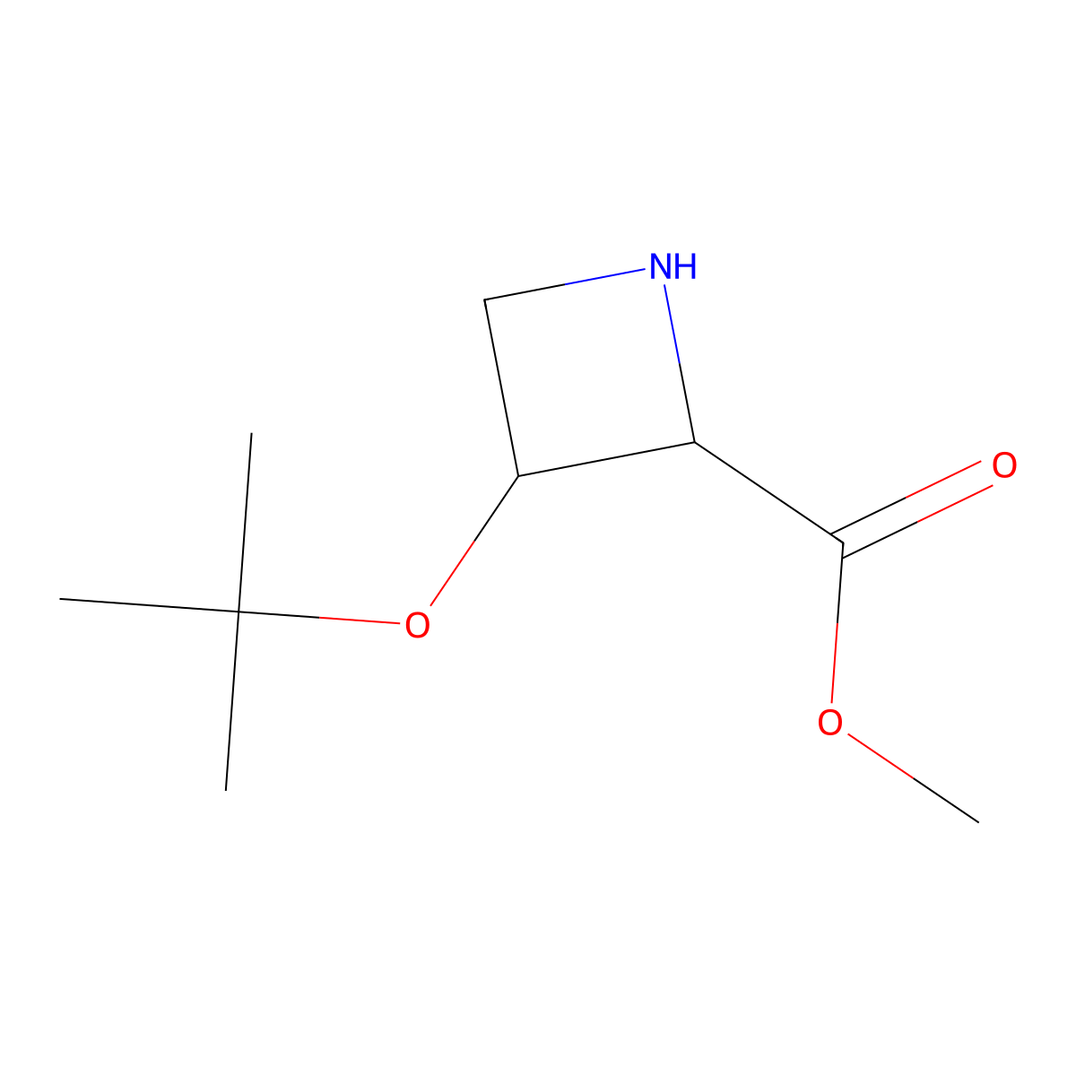 methyl (2R,3R)-3-(tert-butoxy)azetidine-2-carboxylate molecular structure, CAS 2757836-49-8
