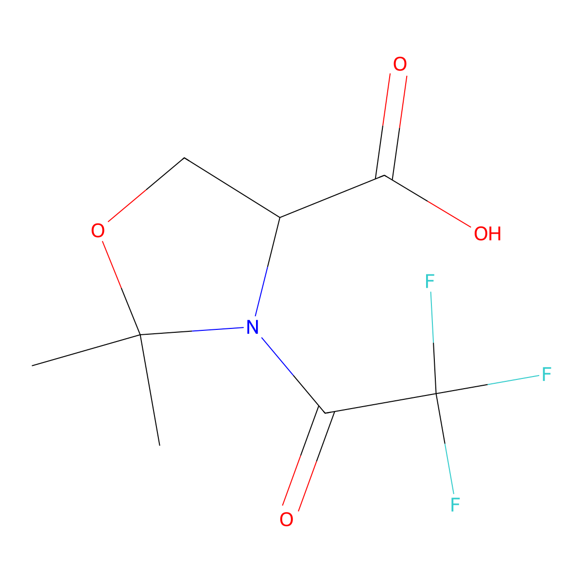 (4S)-2,2-dimethyl-3-(2,2,2-trifluoroacetyl)-1,3-oxazolidine-4-carboxylic acid molecular structure, CAS 2757836-50-1