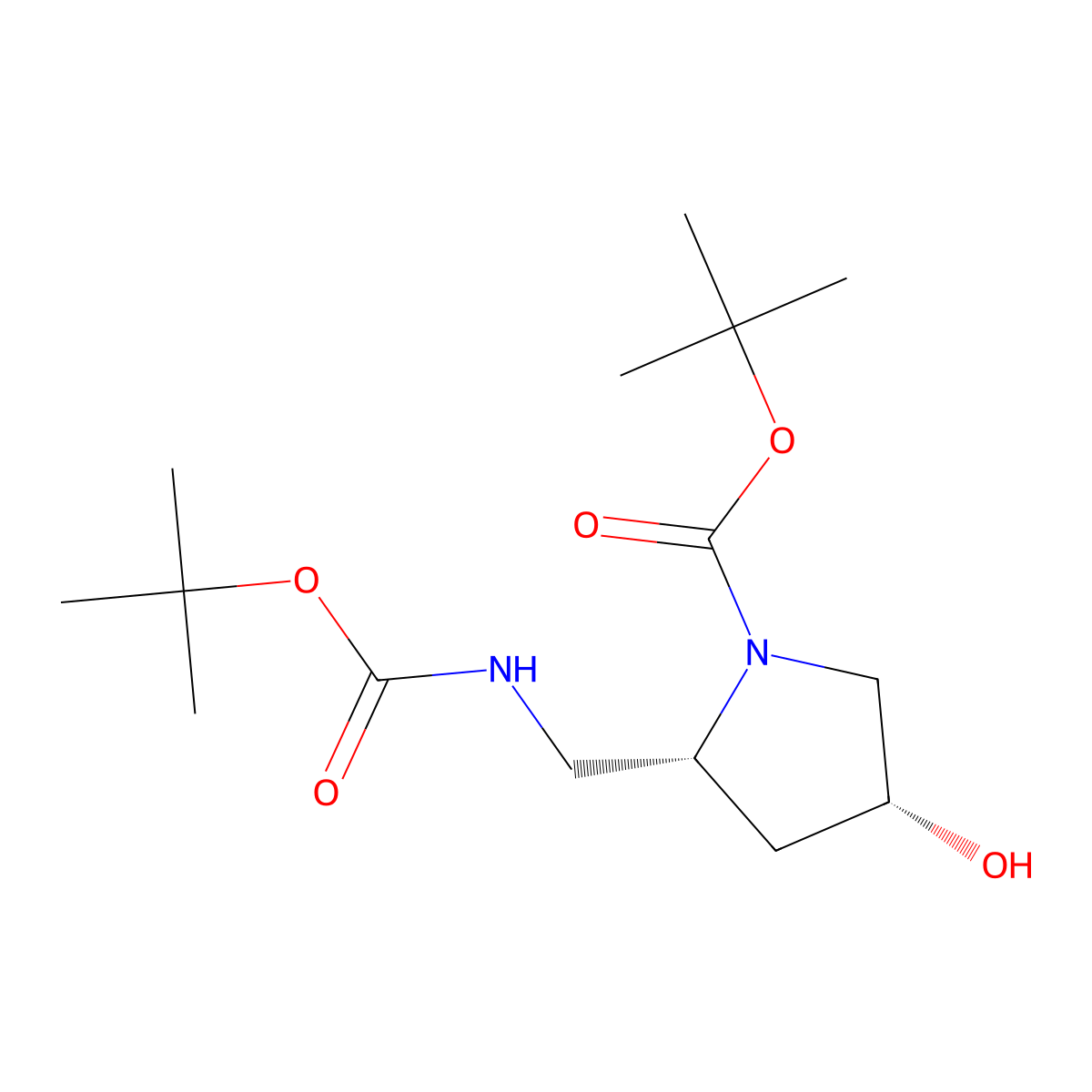 tert-butyl (2R,4R)-2-({[(tert-butoxy)carbonyl]amino}methyl)-4-hydroxypyrrolidine-1-carboxylate molecular structure, CAS 2757836-52-3
