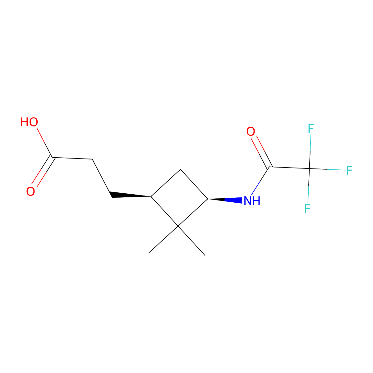 3-[(1S,3R)-2,2-dimethyl-3-(2,2,2-trifluoroacetamido)cyclobutyl]propanoic acid molecular structure, CAS 2757836-54-5