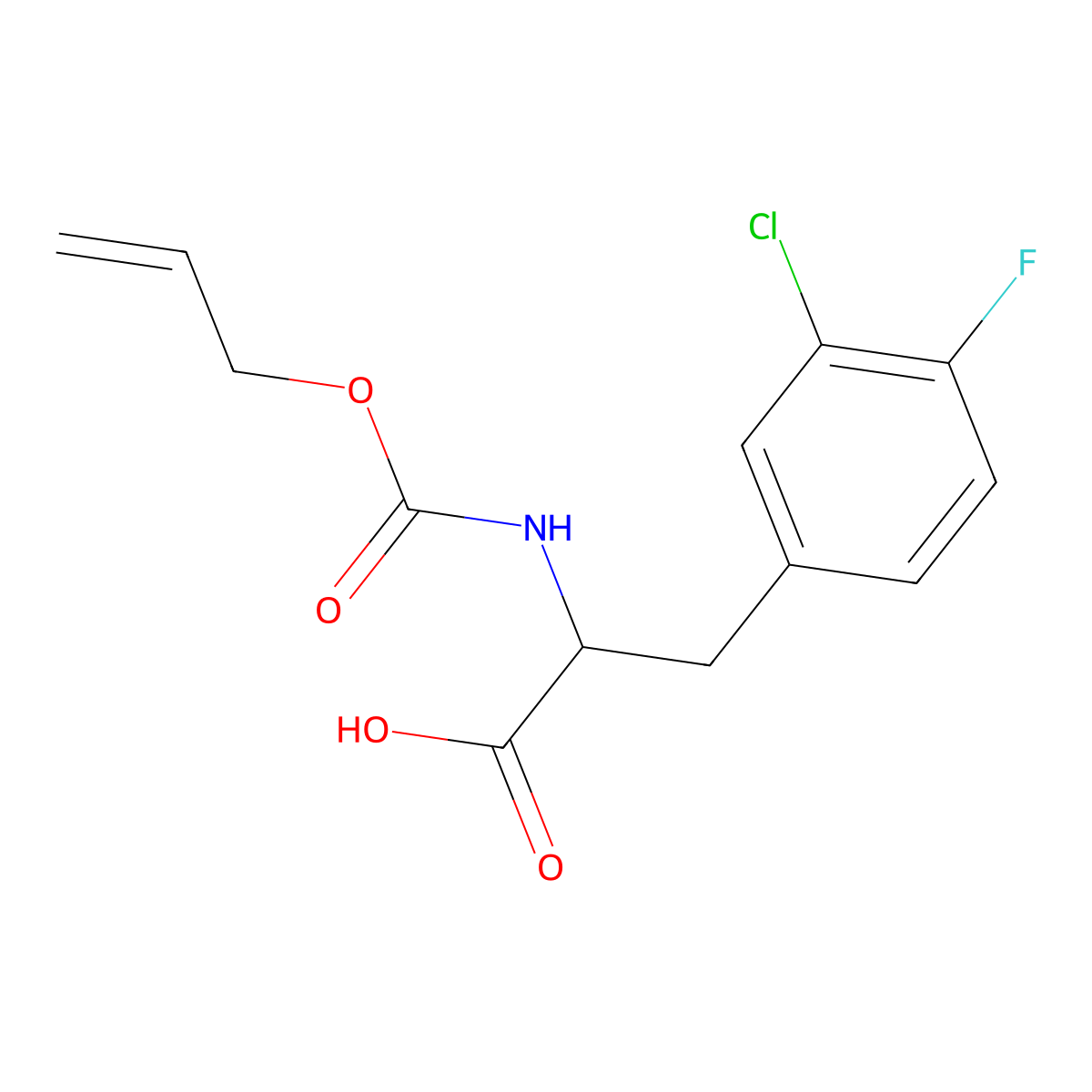 3-(3-Chloro-4-fluorophenyl)-2-{[(prop-2-en-1-yloxy)carbonyl]amino}propanoic acid molecular structure, CAS 2757871-47-7