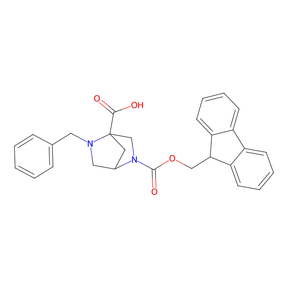 2-benzyl-5-{[(9H-fluoren-9-yl)methoxy]carbonyl}-2,5-diazabicyclo[2.2.1]heptane-1-carboxylic acid molecular structure, CAS 2757871-50-2