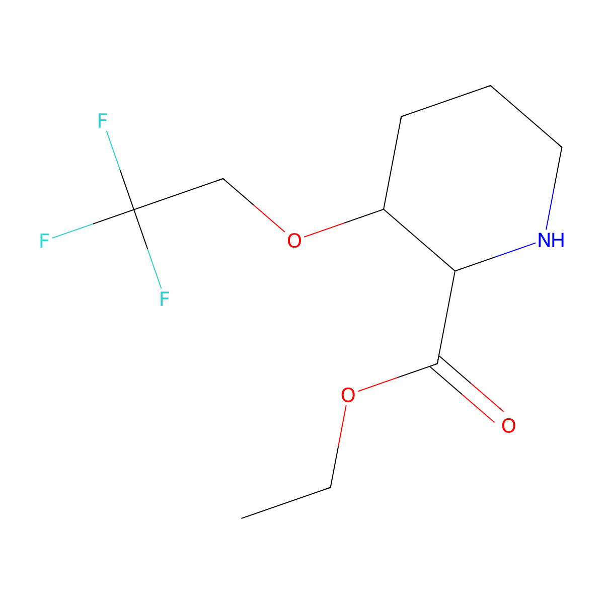 Ethyl 3-(2,2,2-trifluoroethoxy)piperidine-2-carboxylate molecular structure, CAS 2757871-53-5