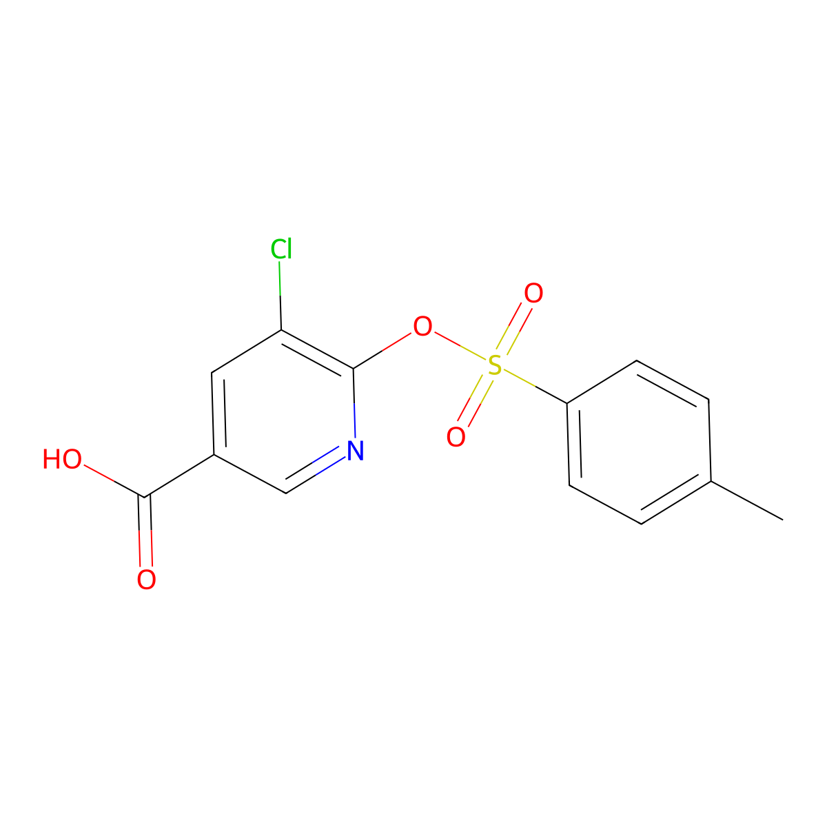 5-Chloro-6-[(4-methylbenzenesulfonyl)oxy]pyridine-3-carboxylic acid molecular structure, CAS 2757871-55-7