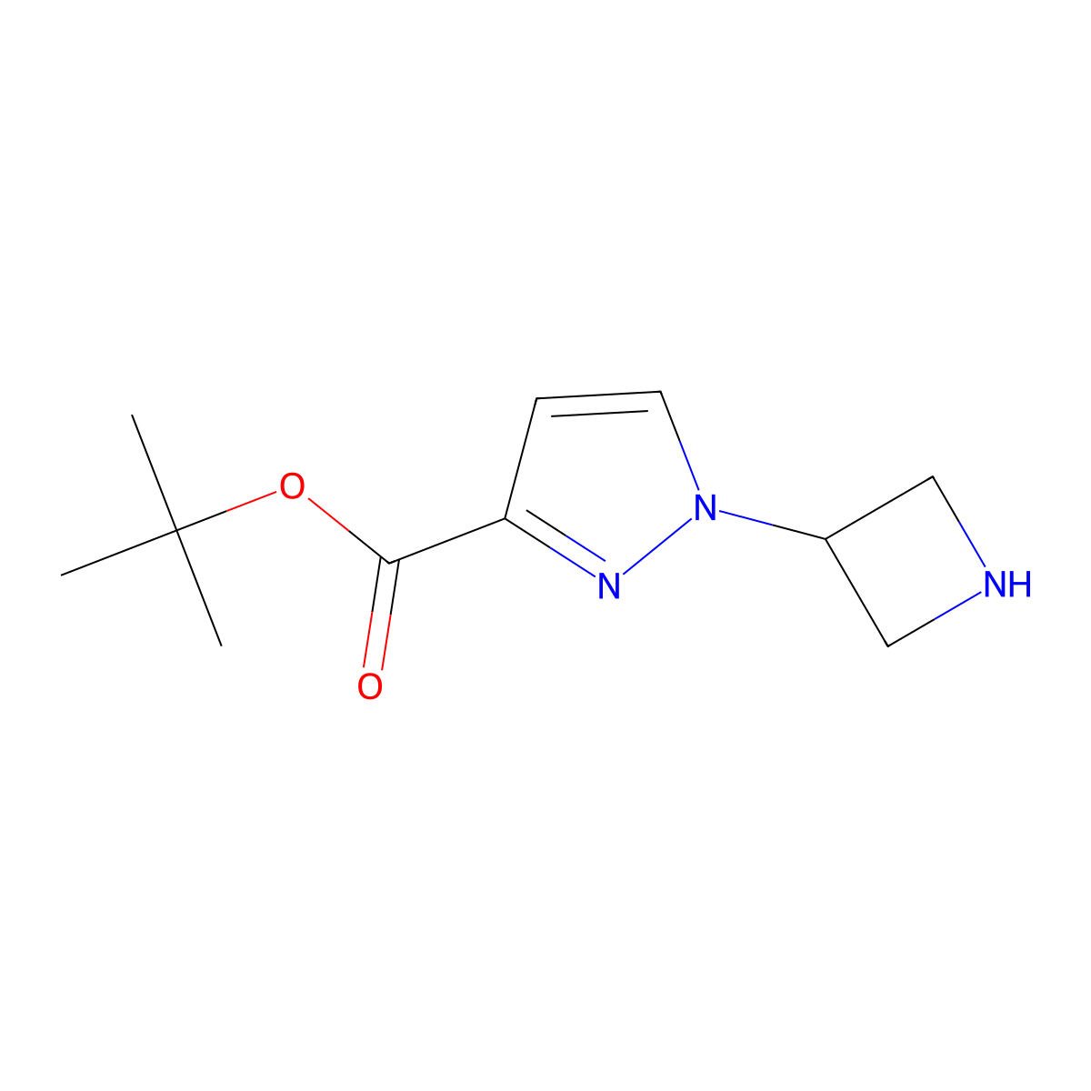 tert-butyl 1-(azetidin-3-yl)-1H-pyrazole-3-carboxylate molecular structure, CAS 2757871-63-7