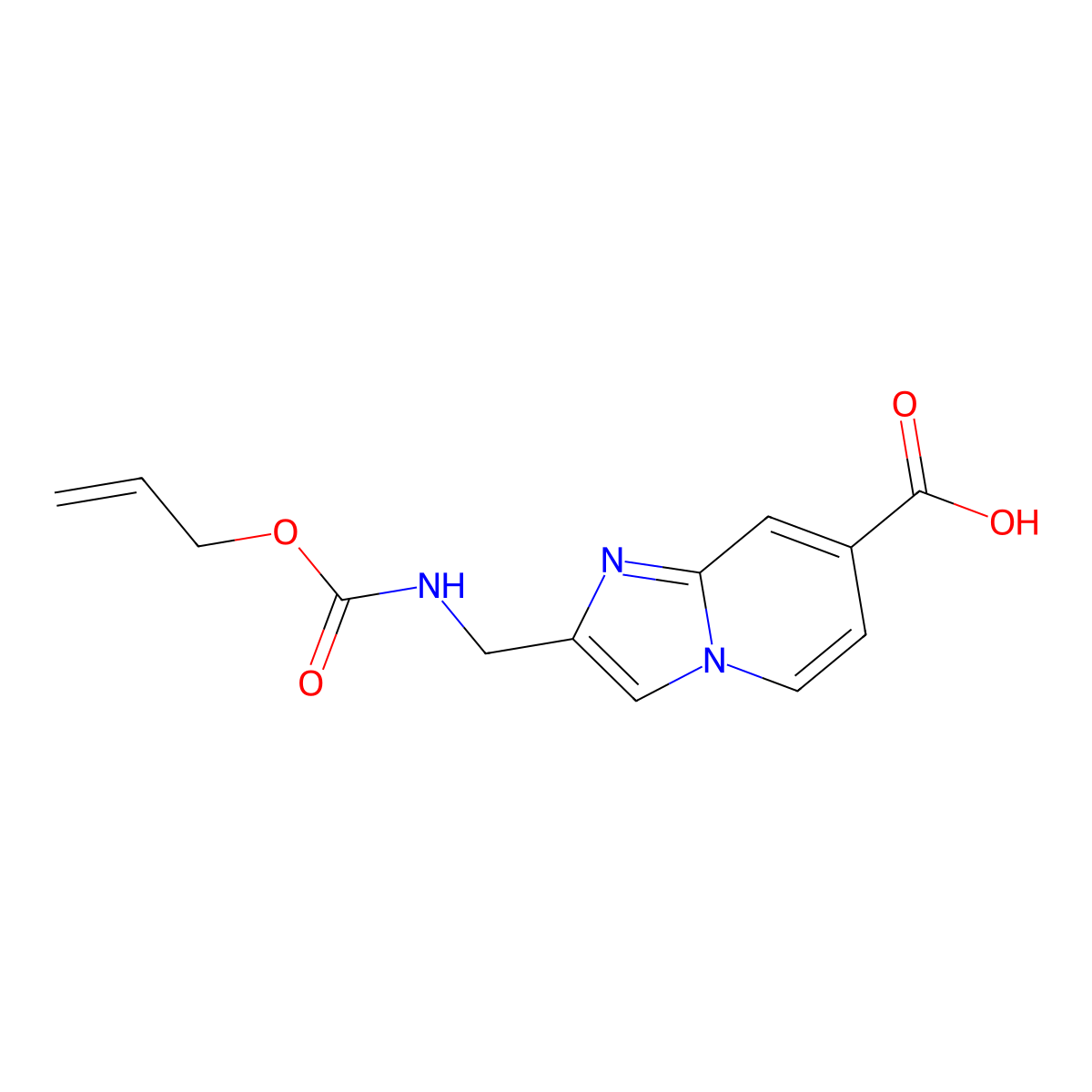 2-({[(Prop-2-en-1-yloxy)carbonyl]amino}methyl)imidazo[1,2-a]pyridine-7-carboxylic acid molecular structure, CAS 2757871-65-9