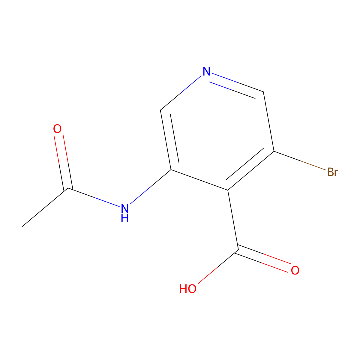3-Bromo-5-acetamidopyridine-4-carboxylic acid molecular structure, CAS 2757871-68-2