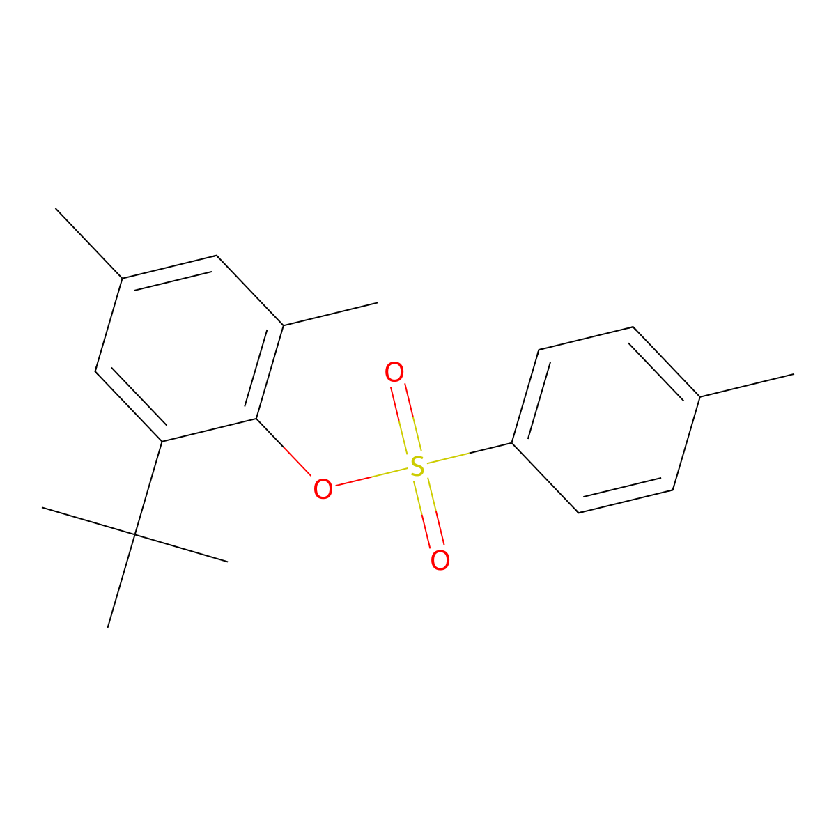 2-Tert-butyl-4,6-dimethylphenyl 4-methylbenzene-1-sulfonate molecular structure, CAS 2757871-74-0