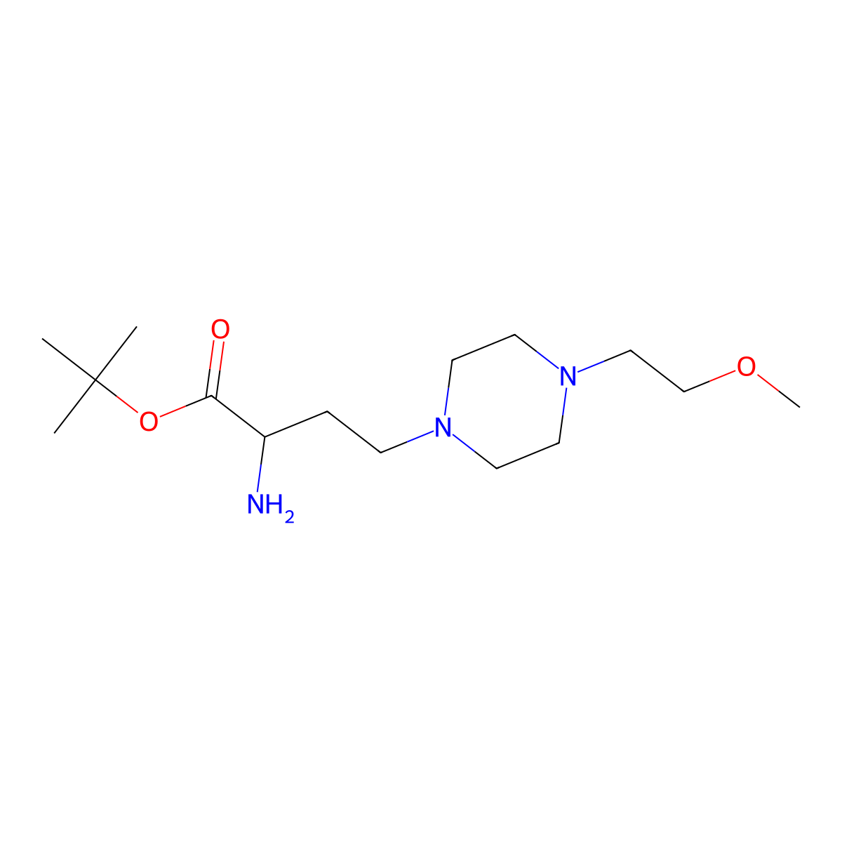 Tert-butyl 2-amino-4-[4-(2-methoxyethyl)piperazin-1-yl]butanoate molecular structure, CAS 2757871-83-1