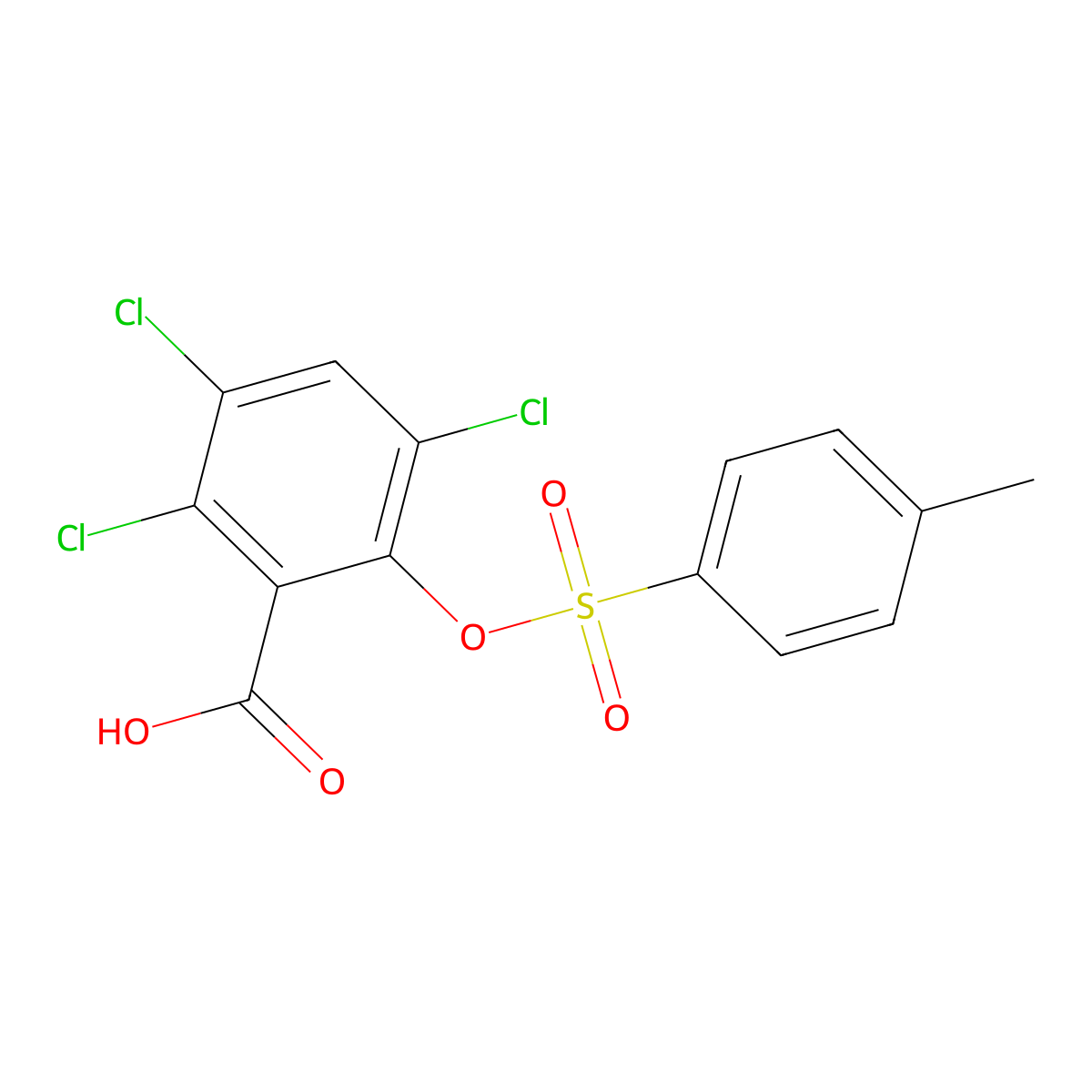 2,3,5-Trichloro-6-[(4-methylbenzenesulfonyl)oxy]benzoic acid molecular structure, CAS 2757871-87-5