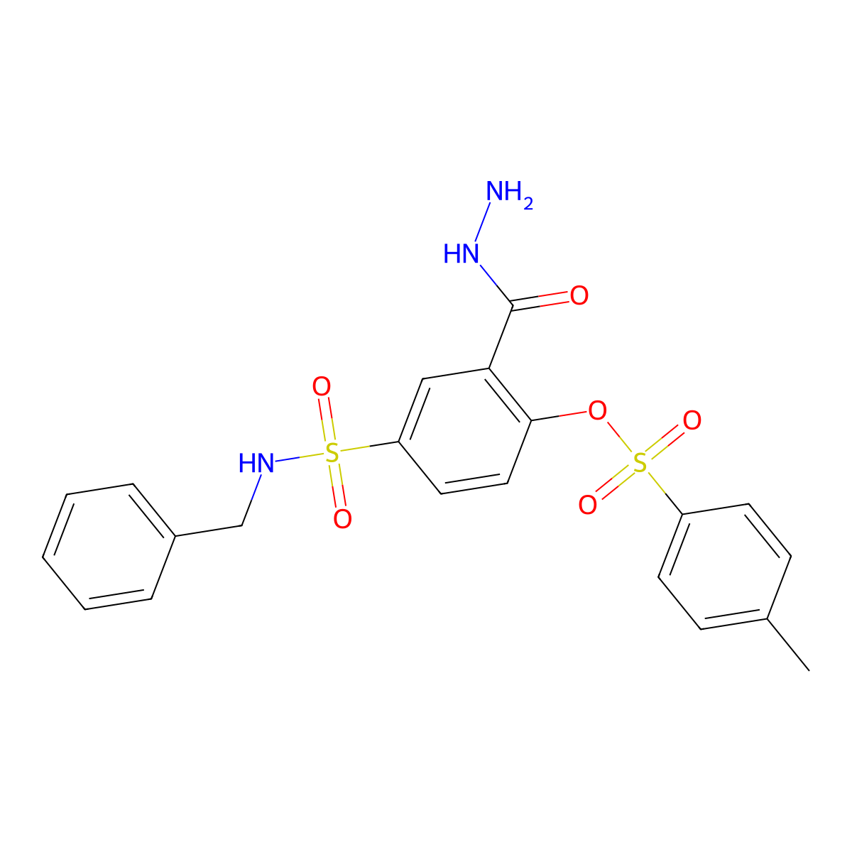 4-(Benzylsulfamoyl)-2-(hydrazinecarbonyl)phenyl 4-methylbenzene-1-sulfonate molecular structure, CAS 2757871-95-5