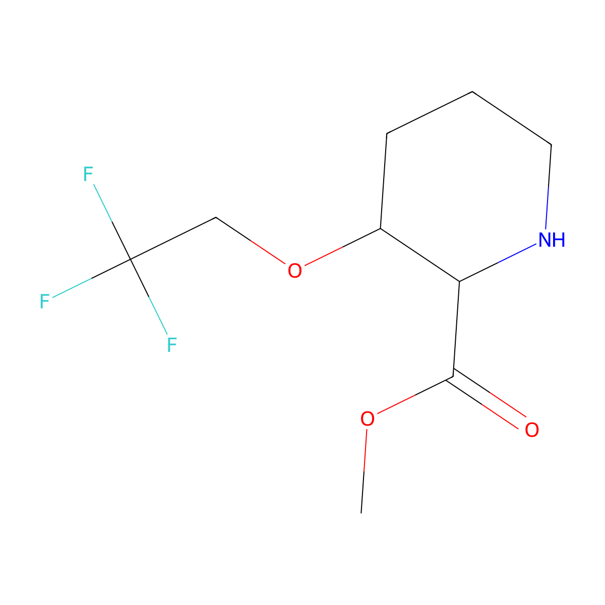 Methyl 3-(2,2,2-trifluoroethoxy)piperidine-2-carboxylate molecular structure, CAS 2757872-00-5