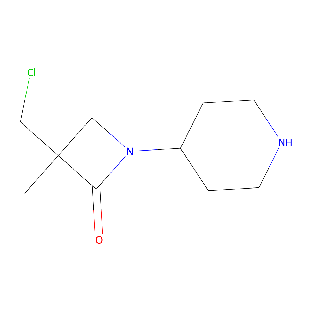 3-(Chloromethyl)-3-methyl-1-(piperidin-4-yl)azetidin-2-one molecular structure, CAS 2757872-08-3