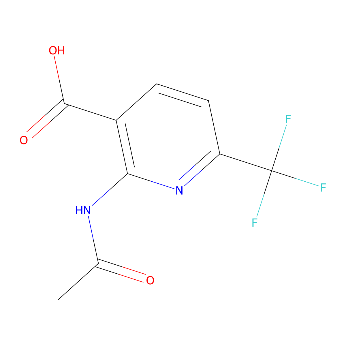 2-Acetamido-6-(trifluoromethyl)pyridine-3-carboxylic acid molecular structure, CAS 2757872-10-7