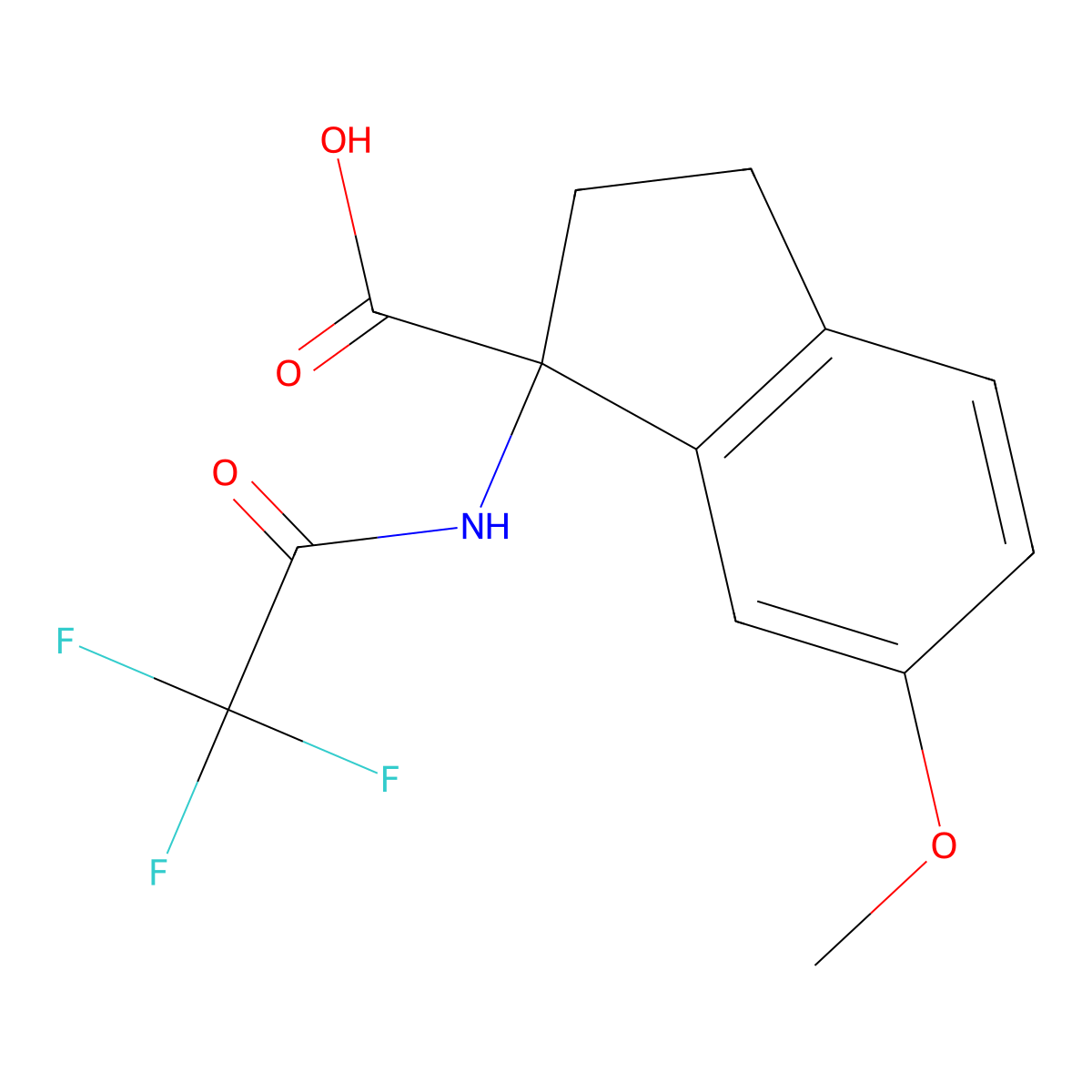 6-methoxy-1-(2,2,2-trifluoroacetamido)-2,3-dihydro-1H-indene-1-carboxylic acid molecular structure, CAS 2757872-27-6