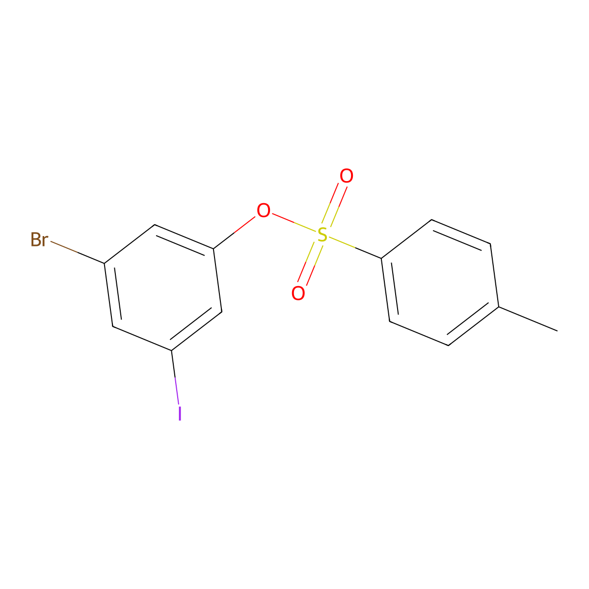 3-Bromo-5-iodophenyl 4-methylbenzene-1-sulfonate molecular structure, CAS 2757872-30-1