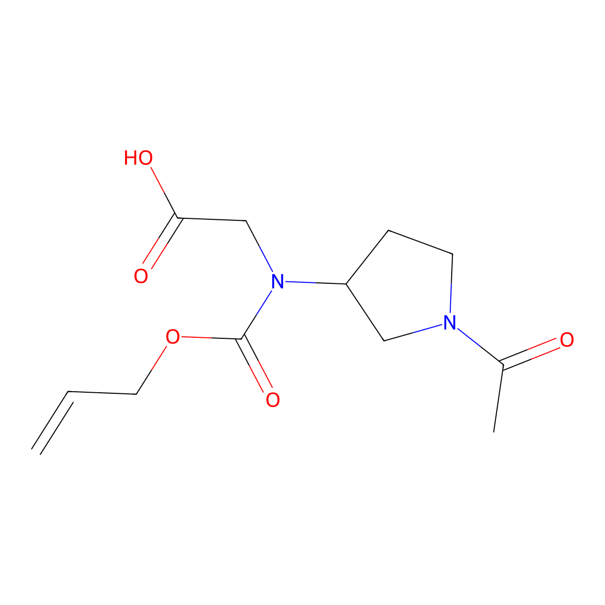 2-[(1-Acetylpyrrolidin-3-yl)[(prop-2-en-1-yloxy)carbonyl]amino]acetic acid molecular structure, CAS 2757872-32-3