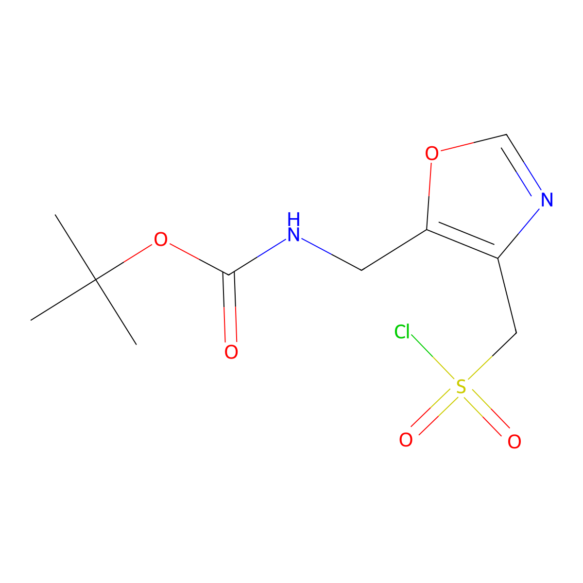 tert-butyl N-({4-[(chlorosulfonyl)methyl]-1,3-oxazol-5-yl}methyl)carbamate molecular structure, CAS 2757872-36-7