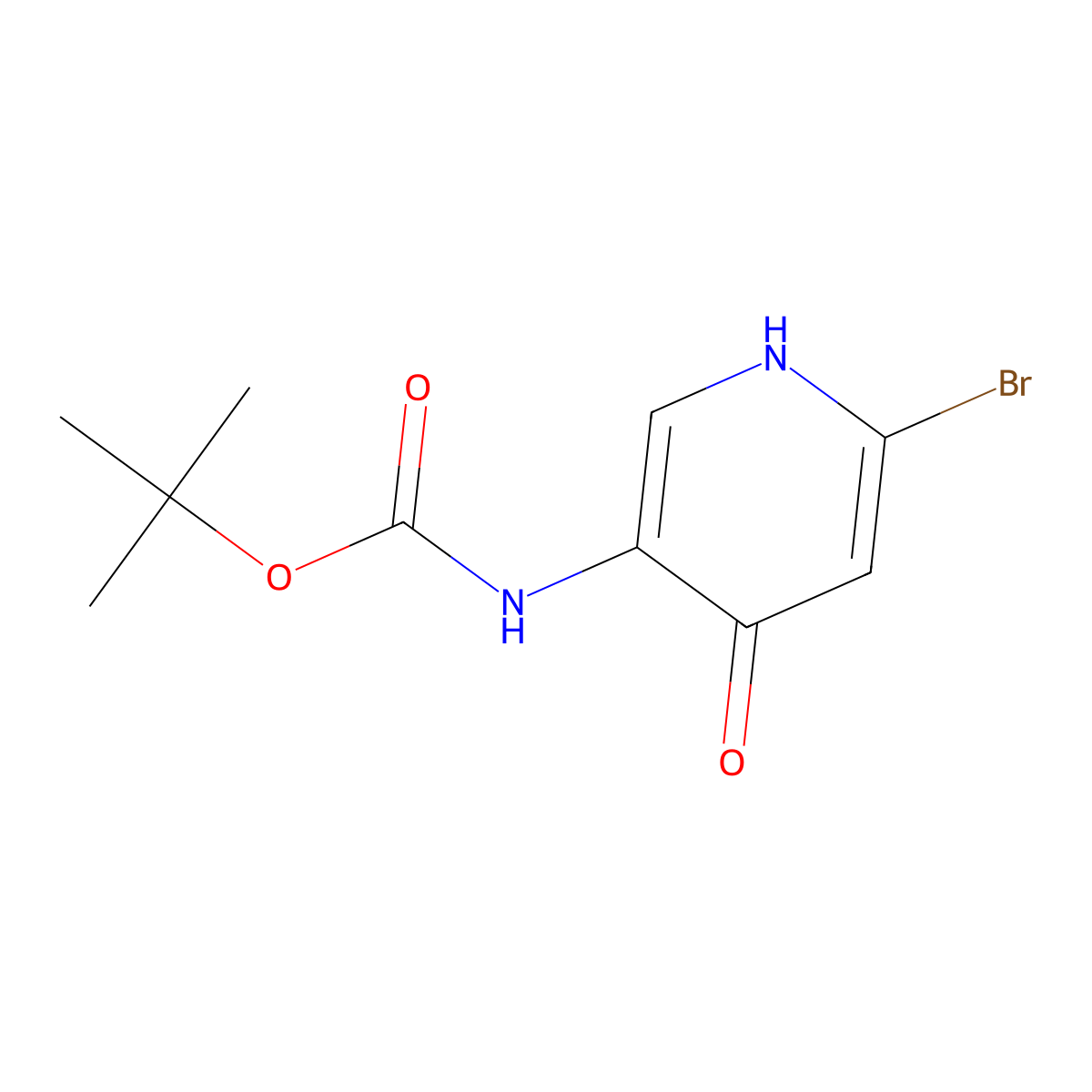 tert-butyl N-(6-bromo-4-hydroxypyridin-3-yl)carbamate molecular structure, CAS 2757872-40-3
