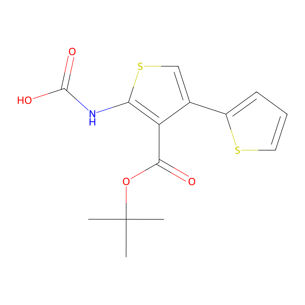 {4'-[(Tert-butoxy)carbonyl]-[2,3'-bithiophen]-5'-yl}carbamic acid molecular structure, CAS 2757873-94-0