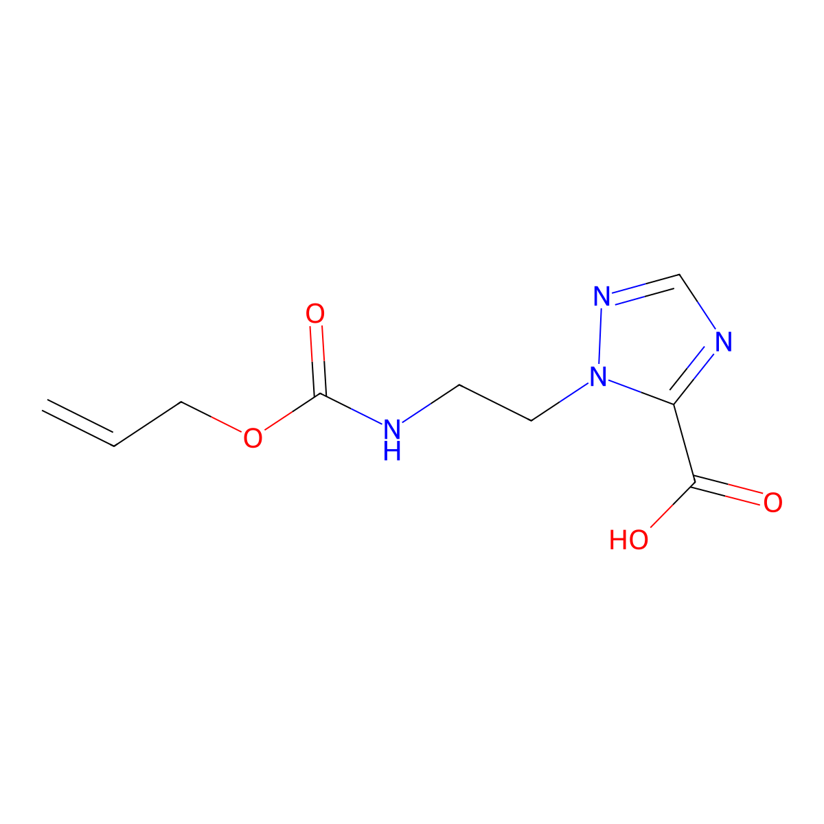 1-(2-{[(prop-2-en-1-yloxy)carbonyl]amino}ethyl)-1H-1,2,4-triazole-5-carboxylic acid molecular structure, CAS 2757873-97-3