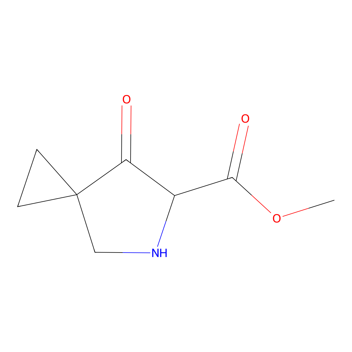 Methyl 7-oxo-5-azaspiro[2.4]heptane-6-carboxylate molecular structure, CAS 2757874-14-7