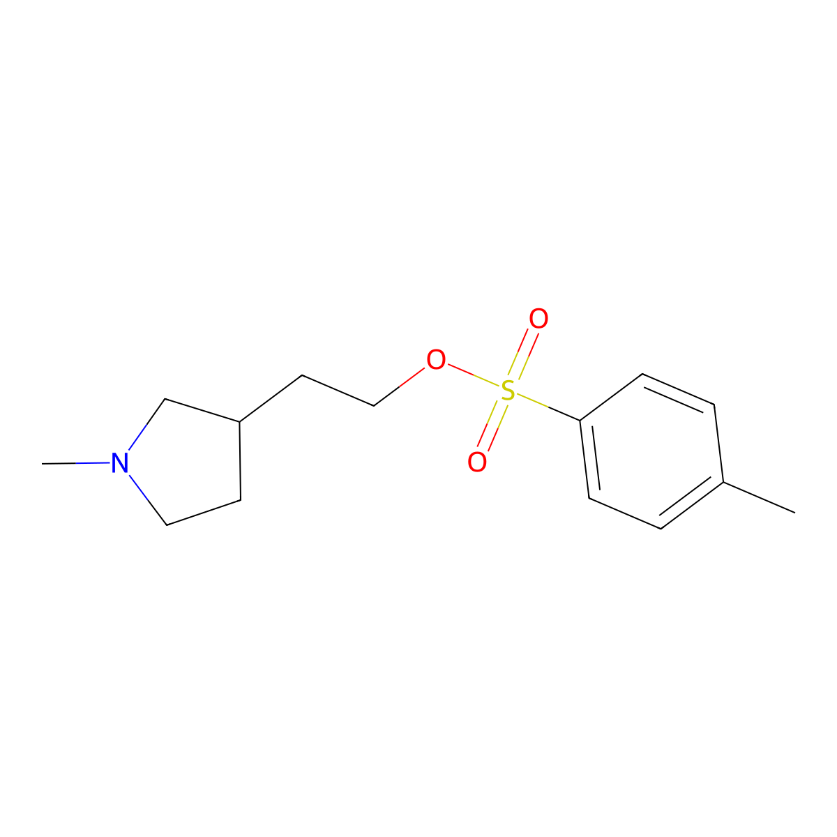 2-(1-Methylpyrrolidin-3-yl)ethyl 4-methylbenzene-1-sulfonate molecular structure, CAS 2757874-16-9