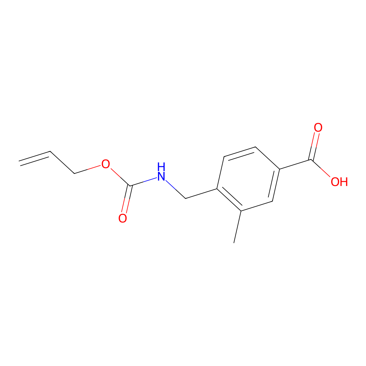 3-Methyl-4-({[(prop-2-en-1-yloxy)carbonyl]amino}methyl)benzoic acid molecular structure, CAS 2757874-22-7