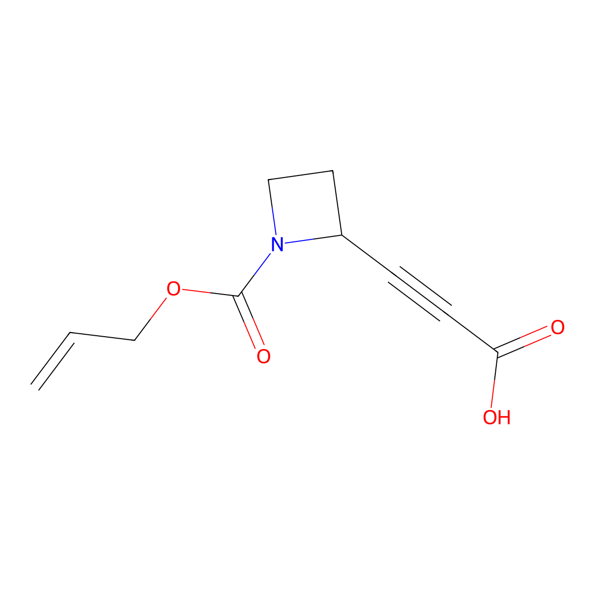 3-{1-[(Prop-2-en-1-yloxy)carbonyl]azetidin-2-yl}prop-2-ynoic acid molecular structure, CAS 2757874-26-1