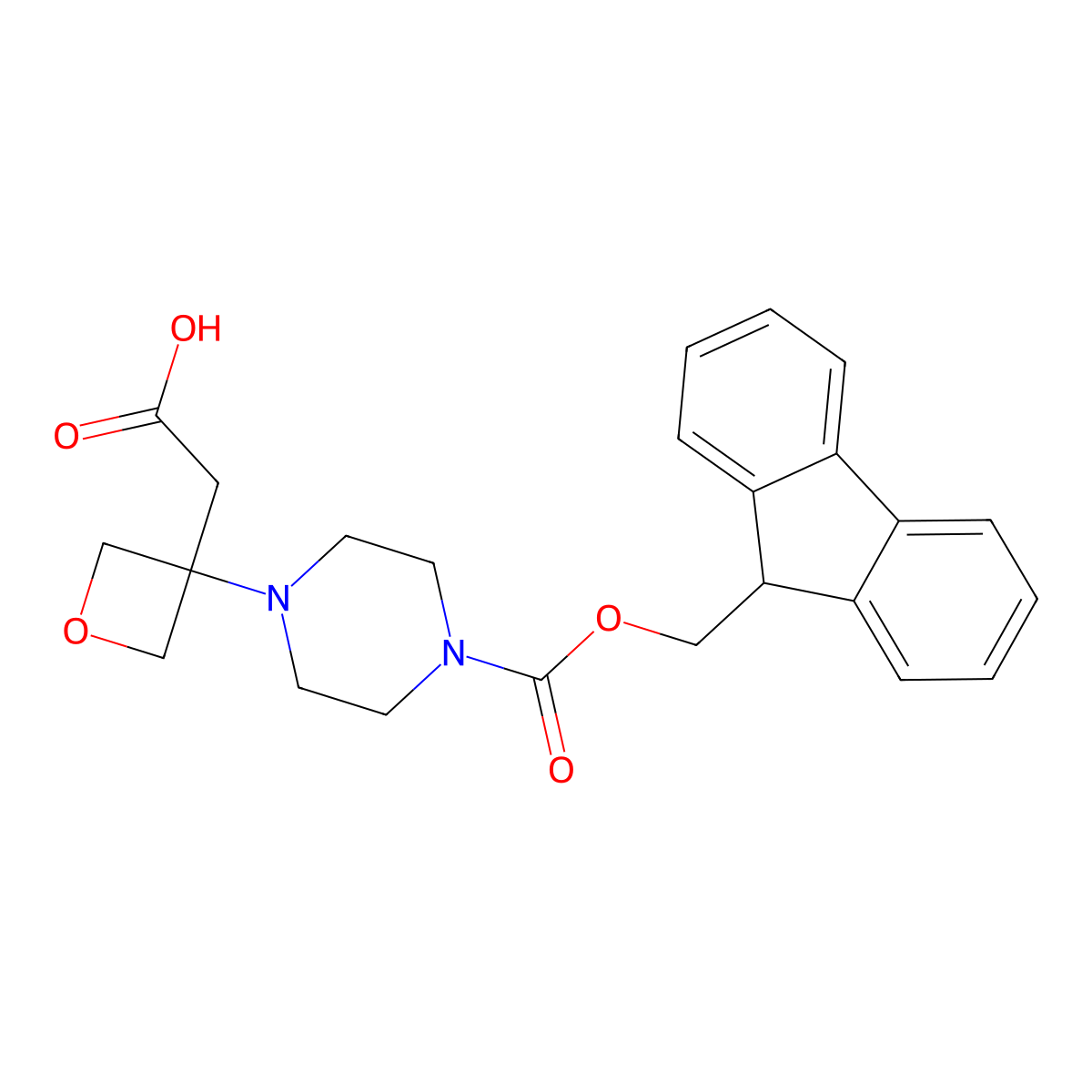 2-[3-(4-{[(9H-fluoren-9-yl)methoxy]carbonyl}piperazin-1-yl)oxetan-3-yl]acetic acid molecular structure, CAS 2757874-30-7
