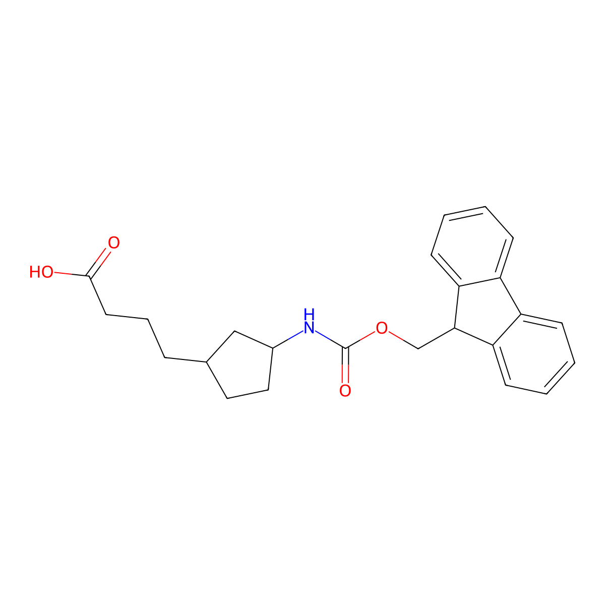 4-[3-({[(9H-fluoren-9-yl)methoxy]carbonyl}amino)cyclopentyl]butanoic acid molecular structure, CAS 2757874-31-8