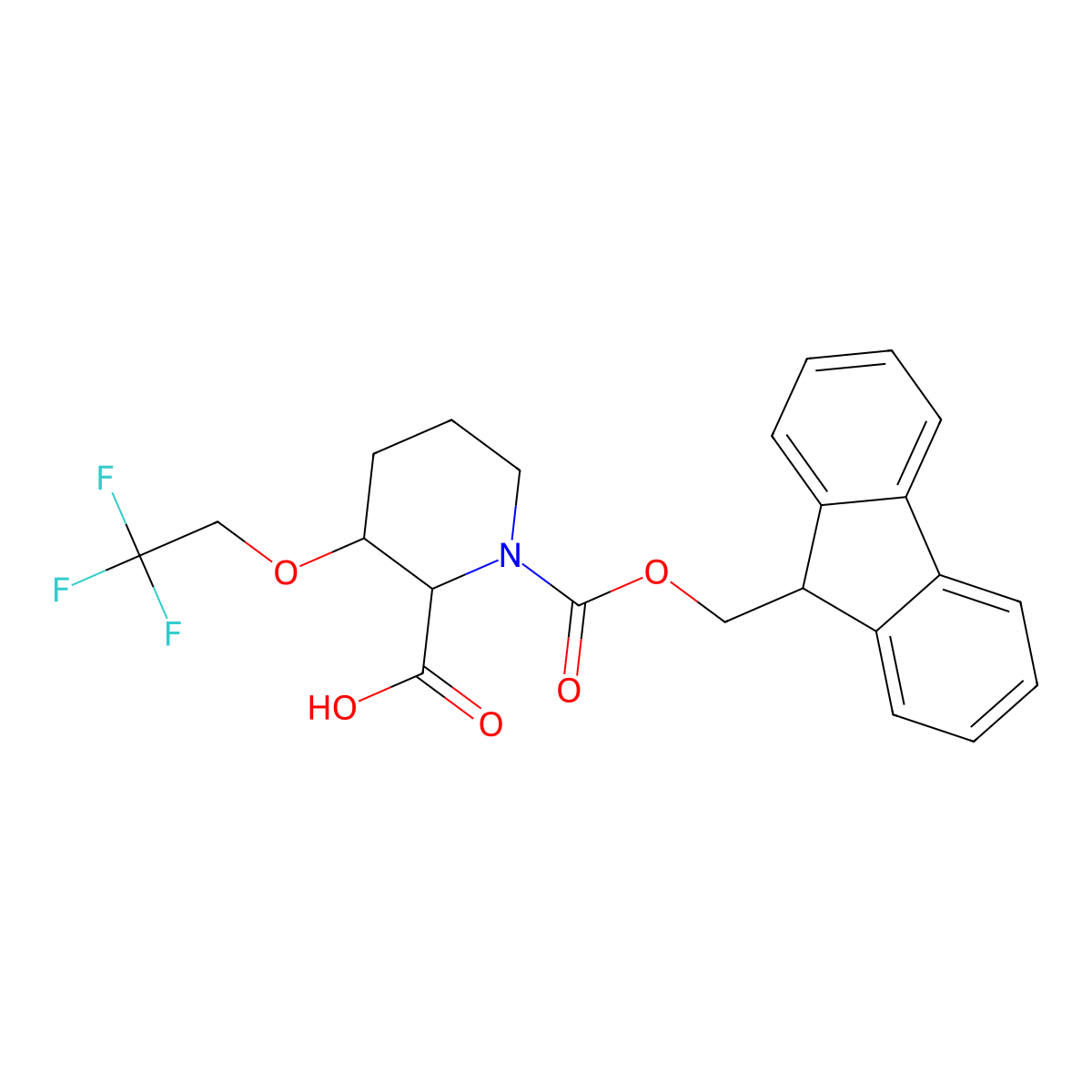 1-{[(9H-fluoren-9-yl)methoxy]carbonyl}-3-(2,2,2-trifluoroethoxy)piperidine-2-carboxylic acid molecular structure, CAS 2757874-37-4