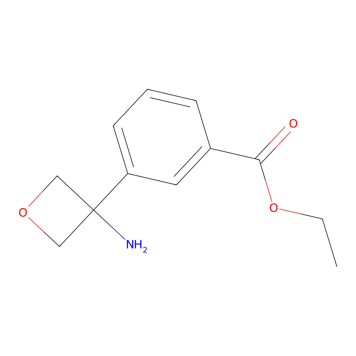 Ethyl 3-(3-aminooxetan-3-yl)benzoate molecular structure, CAS 2757874-45-4