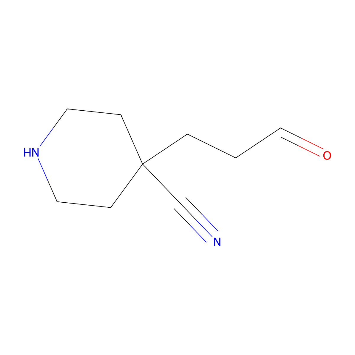 4-(3-Oxopropyl)piperidine-4-carbonitrile molecular structure, CAS 2757874-51-2