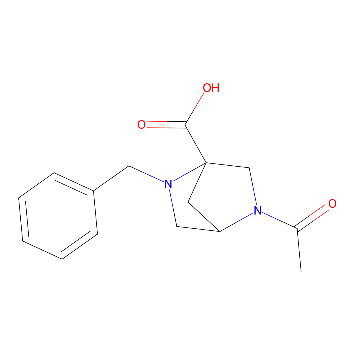 5-Acetyl-2-benzyl-2,5-diazabicyclo[2.2.1]heptane-1-carboxylic acid molecular structure, CAS 2757874-52-3
