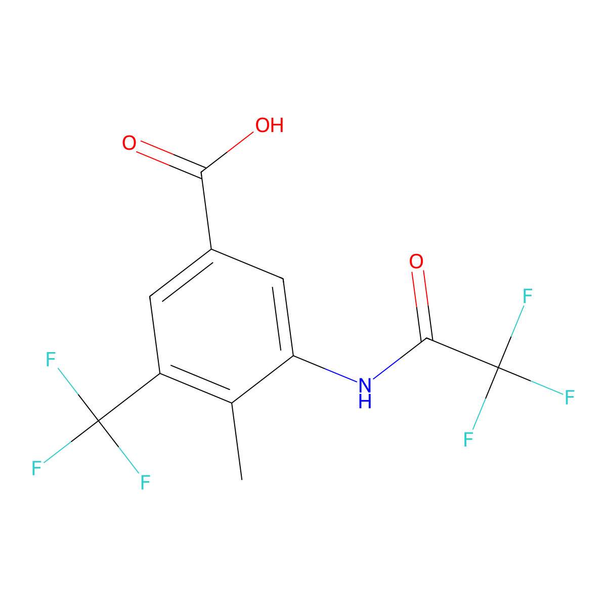 4-Methyl-3-(2,2,2-trifluoroacetamido)-5-(trifluoromethyl)benzoic acid molecular structure, CAS 2757874-55-6