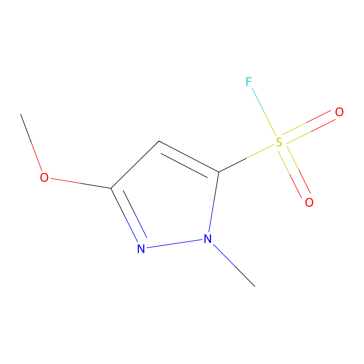 3-methoxy-1-methyl-1H-pyrazole-5-sulfonyl fluoride molecular structure, CAS 2757874-63-6