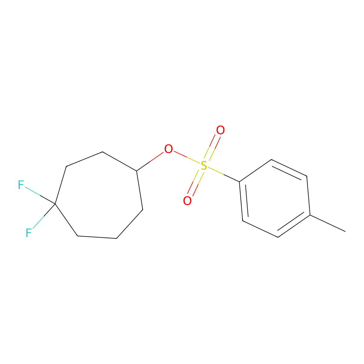 4,4-Difluorocycloheptyl 4-methylbenzene-1-sulfonate molecular structure, CAS 2757874-67-0