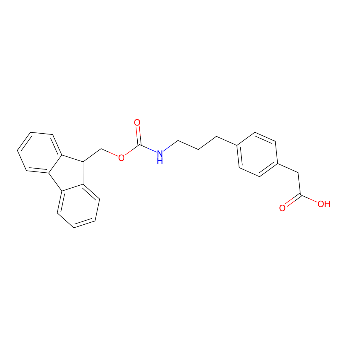 2-{4-[3-({[(9H-fluoren-9-yl)methoxy]carbonyl}amino)propyl]phenyl}acetic acid molecular structure, CAS 2757874-69-2