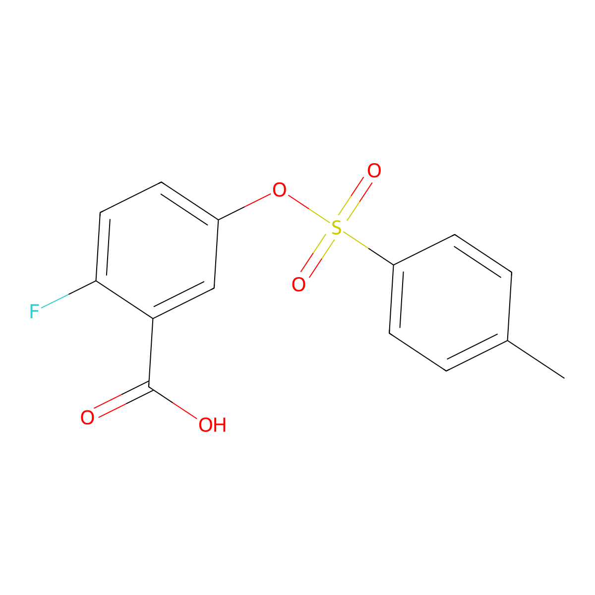 2-Fluoro-5-[(4-methylbenzenesulfonyl)oxy]benzoic acid molecular structure, CAS 2757874-73-8