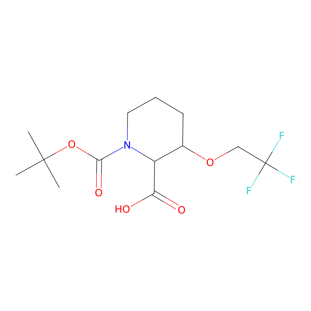 1-[(Tert-butoxy)carbonyl]-3-(2,2,2-trifluoroethoxy)piperidine-2-carboxylic acid molecular structure, CAS 2757874-80-7