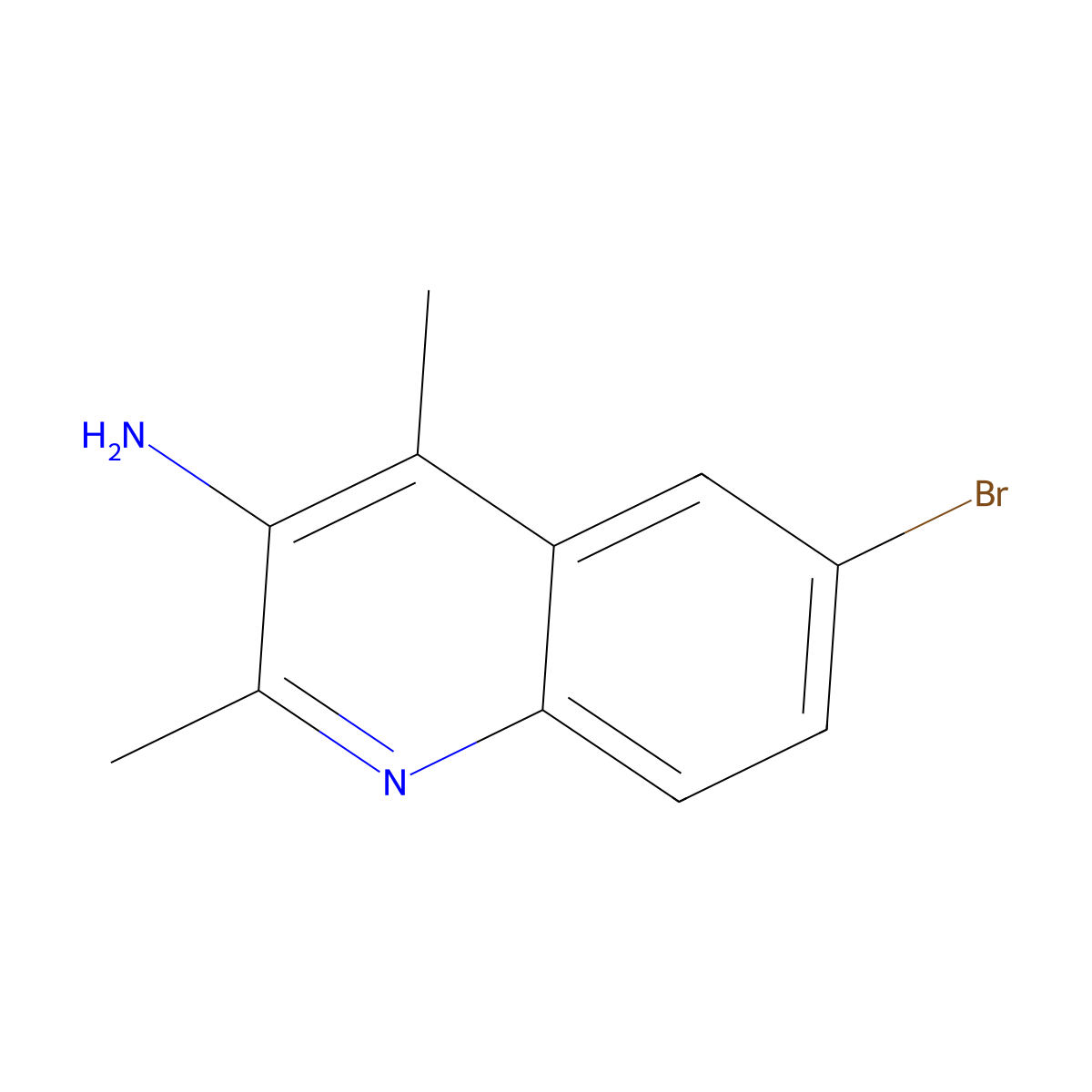 6-Bromo-2,4-dimethylquinolin-3-amine molecular structure, CAS 2757874-82-9