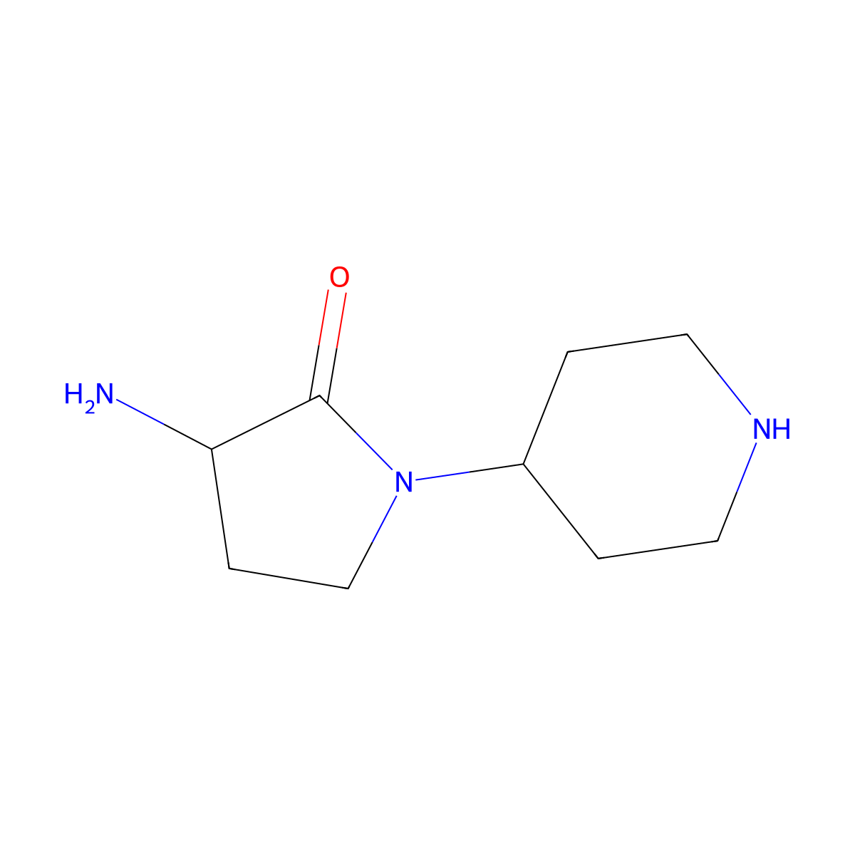 3-Amino-1-(piperidin-4-yl)pyrrolidin-2-one molecular structure, CAS 2757890-99-4