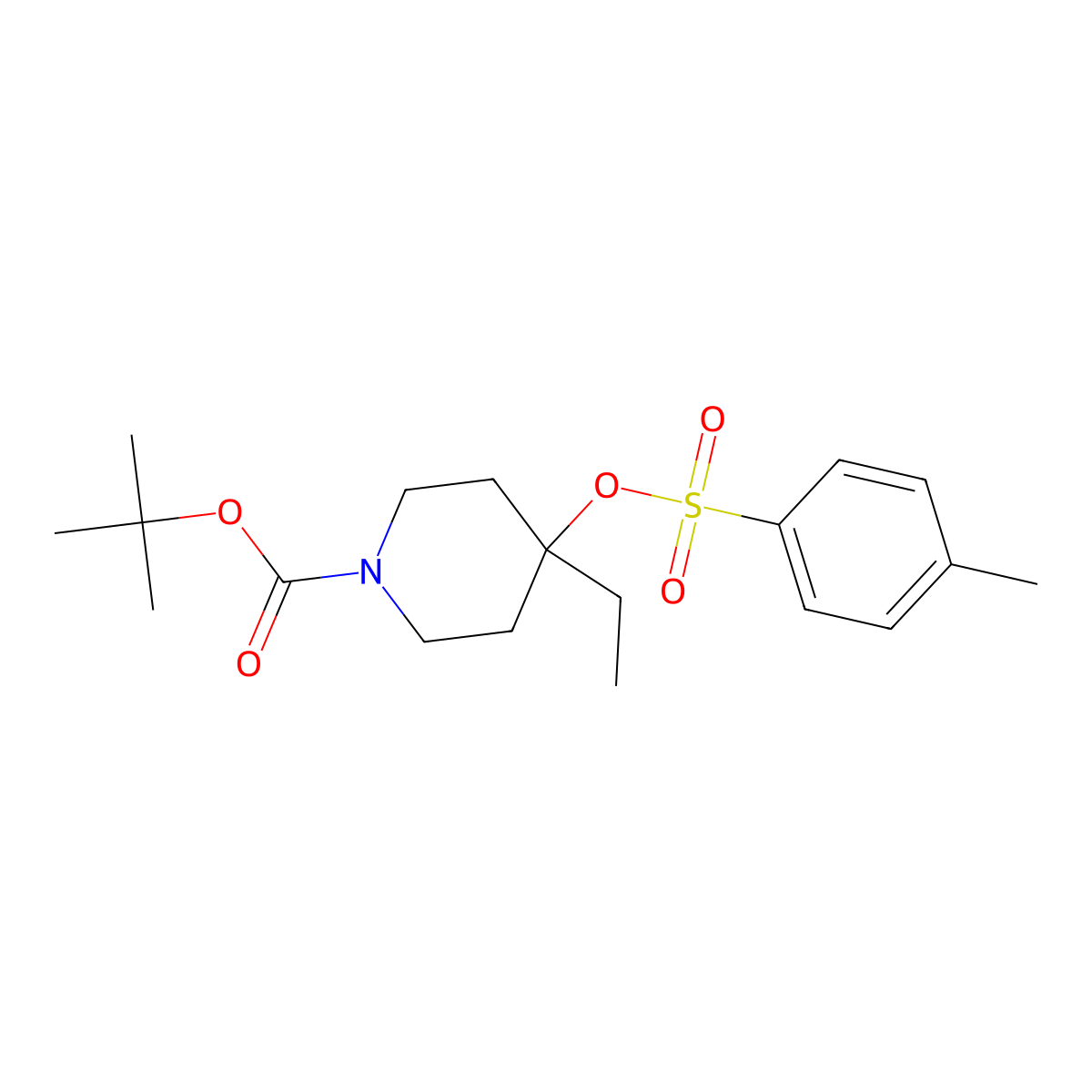 Tert-butyl 4-ethyl-4-[(4-methylbenzenesulfonyl)oxy]piperidine-1-carboxylate molecular structure, CAS 2757891-33-9