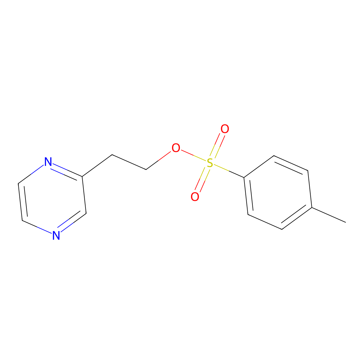 2-(Pyrazin-2-yl)ethyl 4-methylbenzene-1-sulfonate molecular structure, CAS 2757891-56-6
