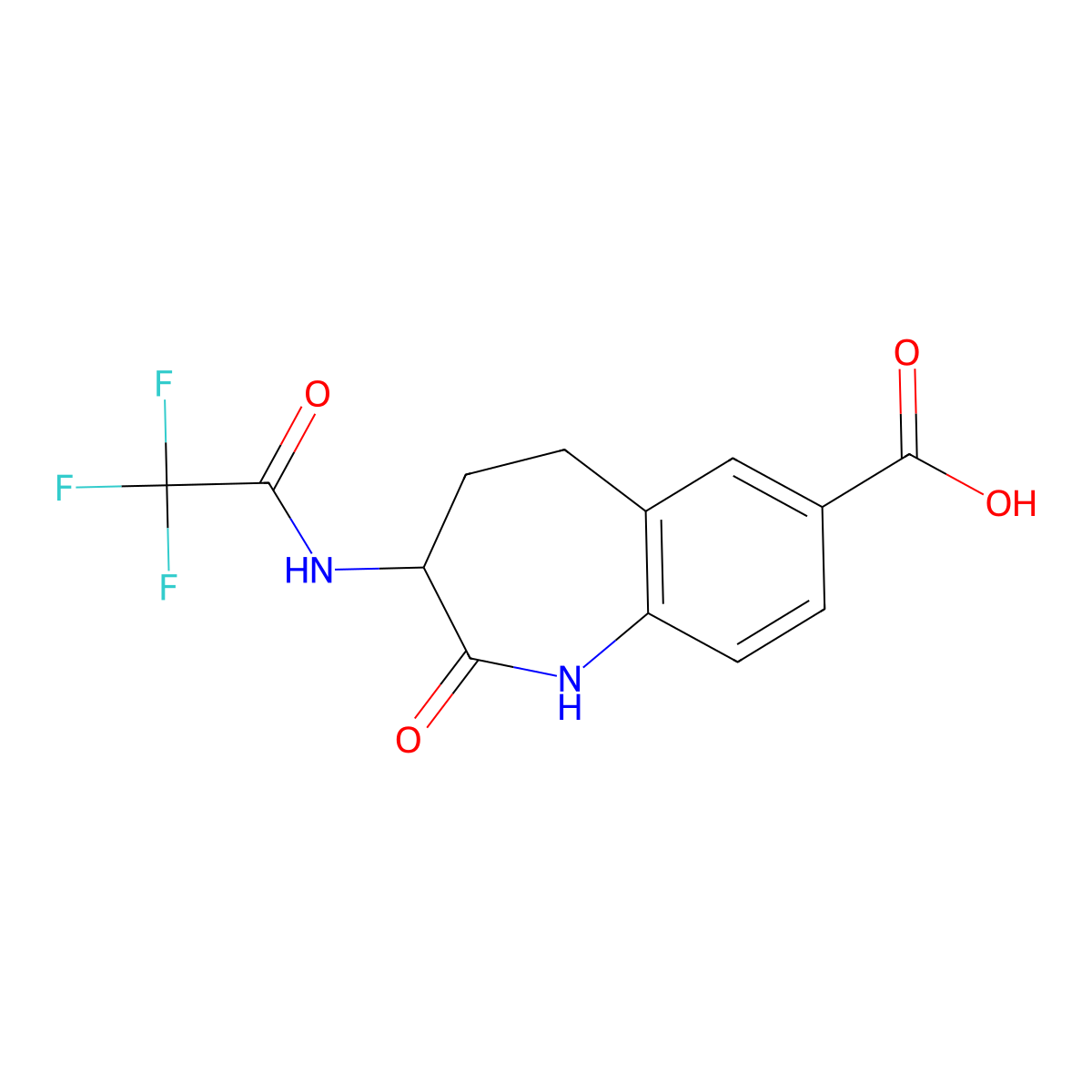 2-oxo-3-(2,2,2-trifluoroacetamido)-2,3,4,5-tetrahydro-1H-1-benzazepine-7-carboxylic acid molecular structure, CAS 2757891-72-6