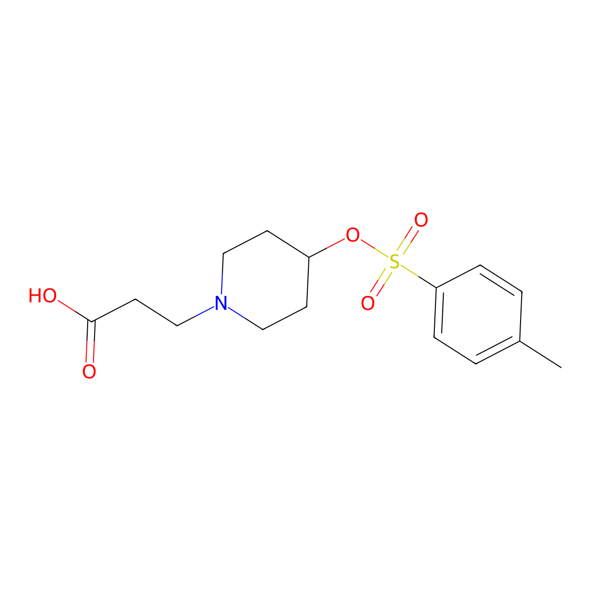 3-{4-[(4-Methylbenzenesulfonyl)oxy]piperidin-1-yl}propanoic acid molecular structure, CAS 2757891-82-8